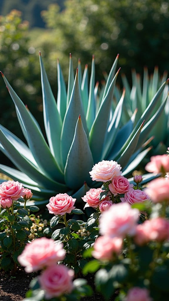 agave and roses arrangement