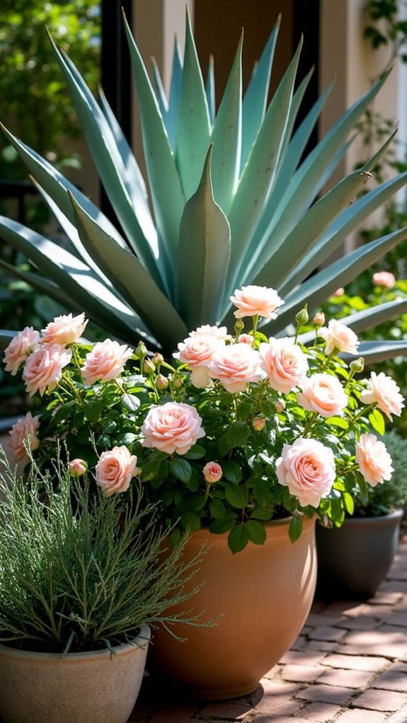 agave and roses combination