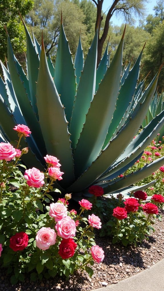 agave and roses landscaping
