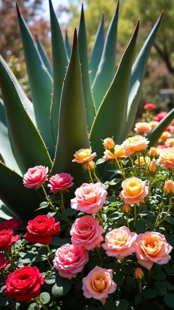 bold agave delicate roses