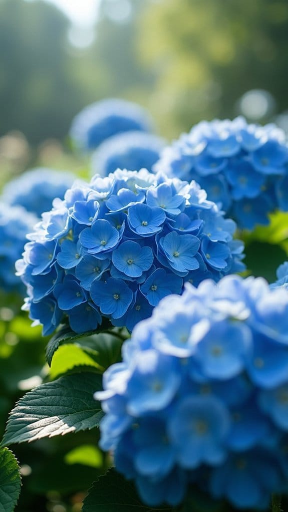 bold blue hydrangea blooms