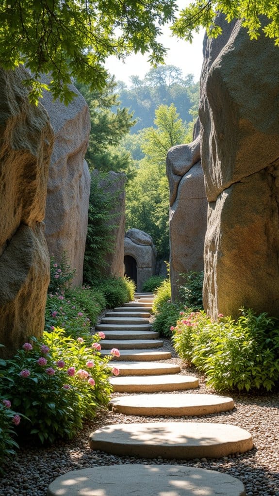 bold boulders enhance entryway