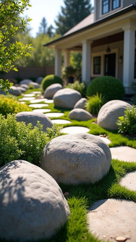 boulder arrangement for aesthetics