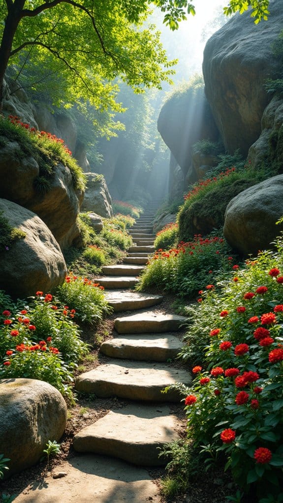 boulders create rustic pathways