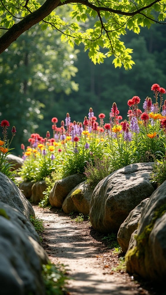 boulders define garden edges