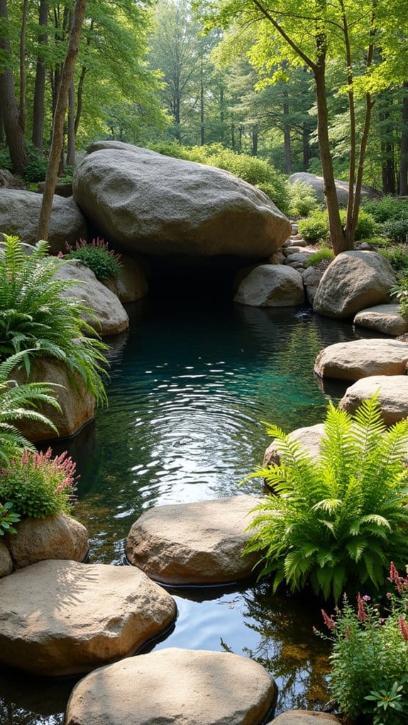 boulders enhance rock pond
