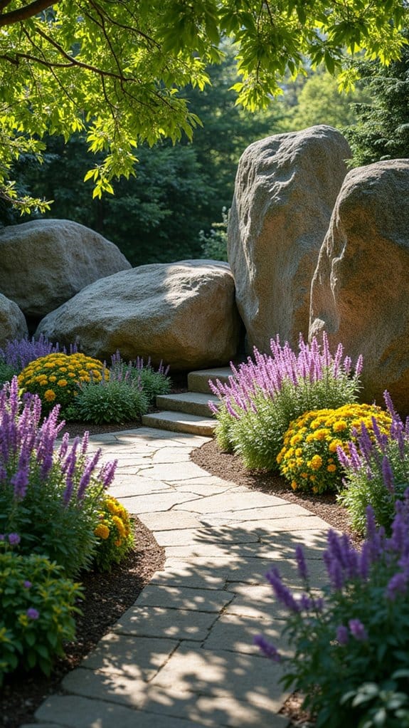 boulders enhance themed gardens