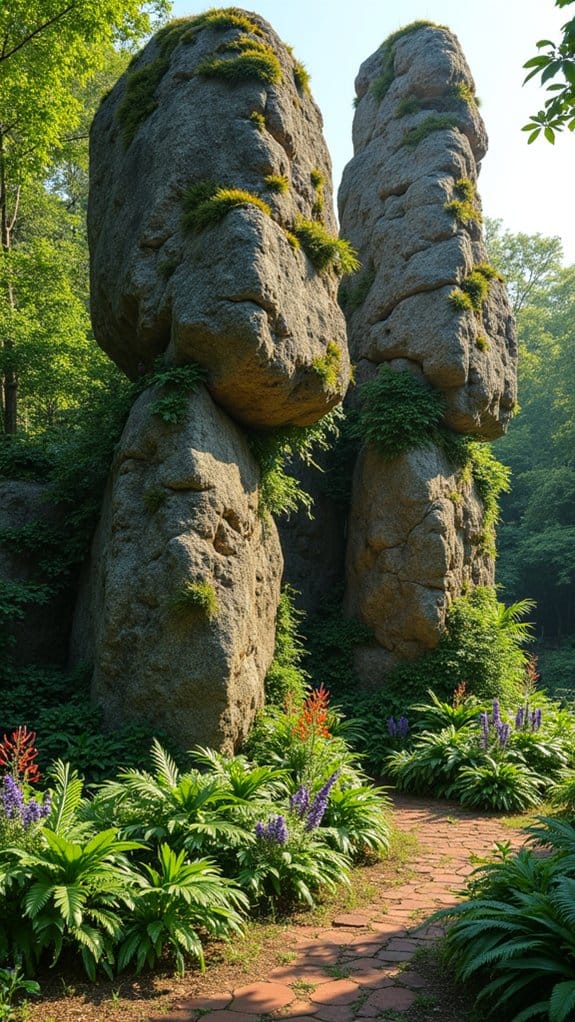 boulders enhance vertical garden