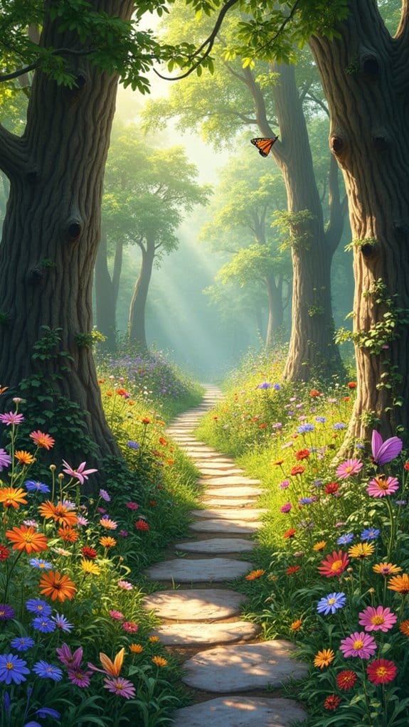 butterfly garden around trees