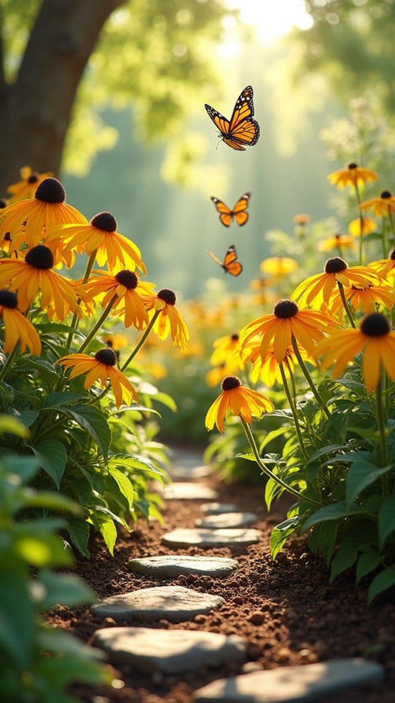 butterfly garden with flowers