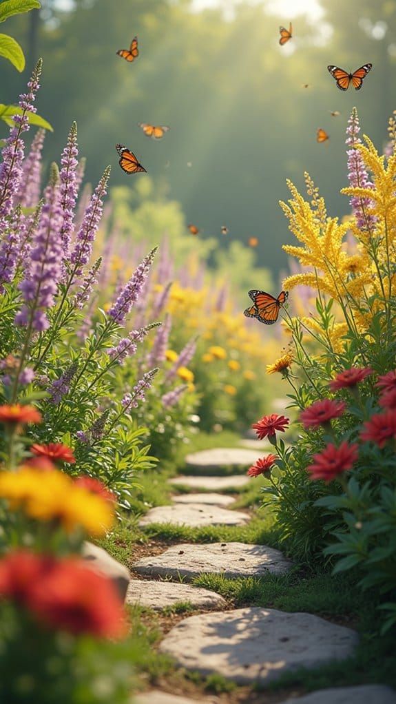 butterfly garden with flowers