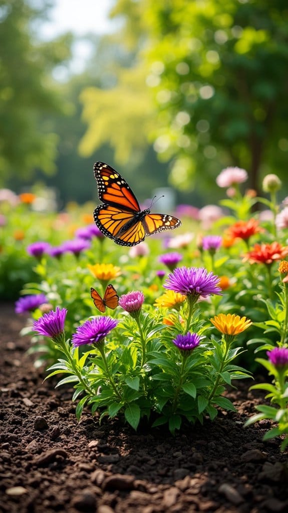 butterfly garden with mulch