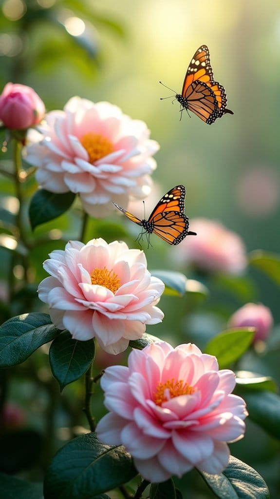 camellias attract butterfly nectar