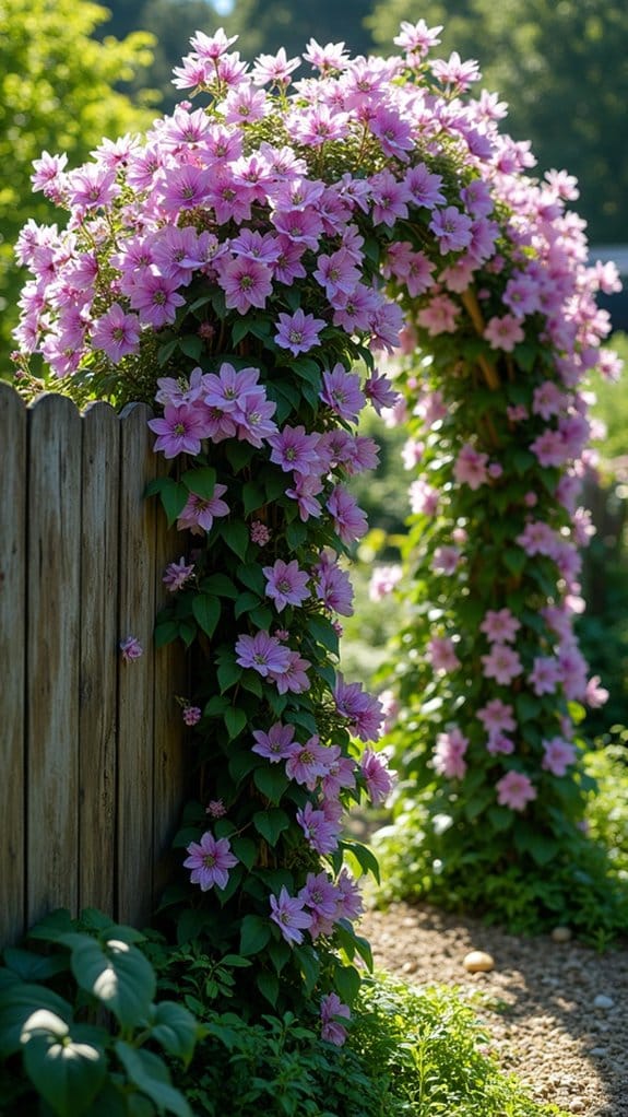 cascading colorful clematis arrangements