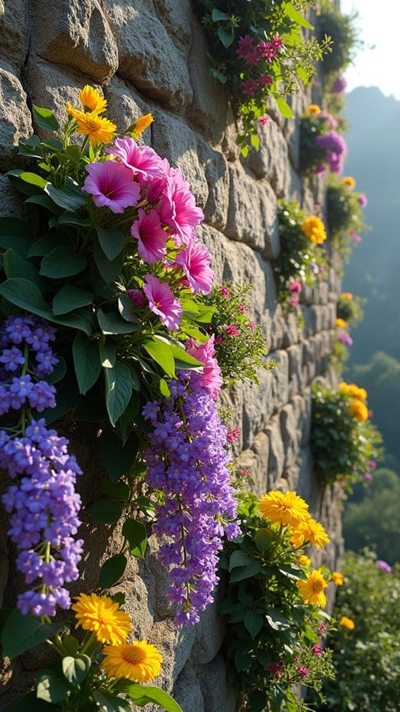 cascading flowers on walls