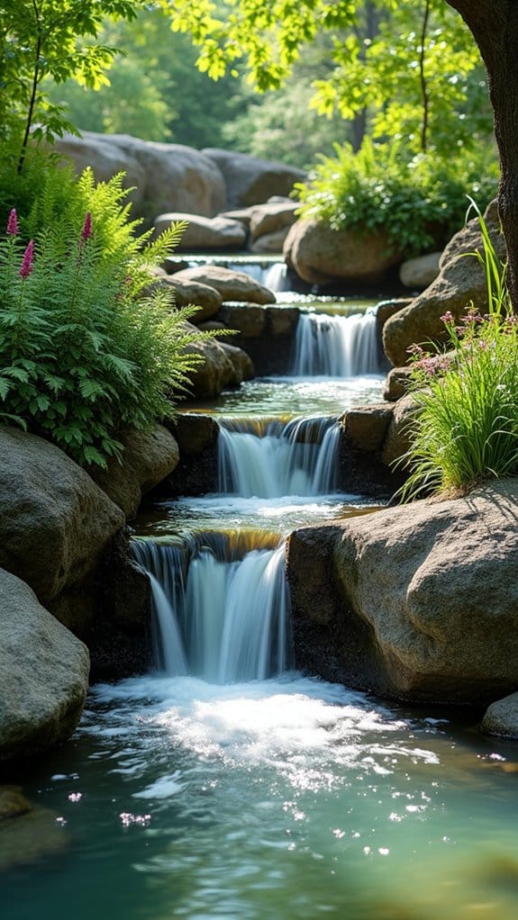 cascading stone waterfall tranquility