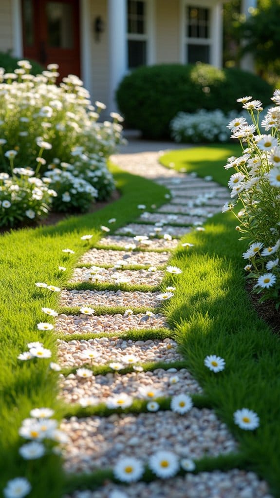 charming daisy lined pathway