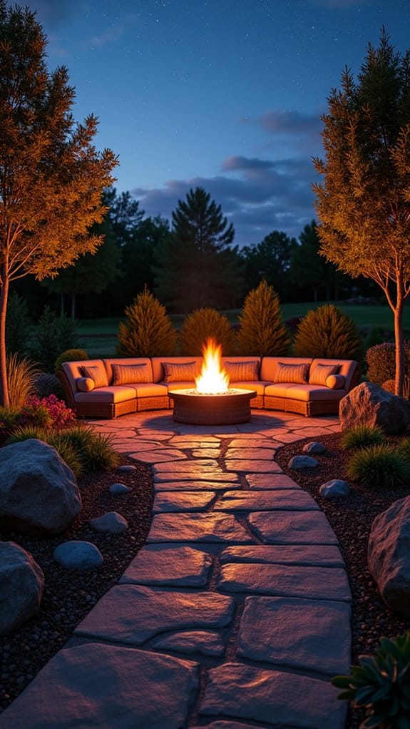 charming pathway to firepit