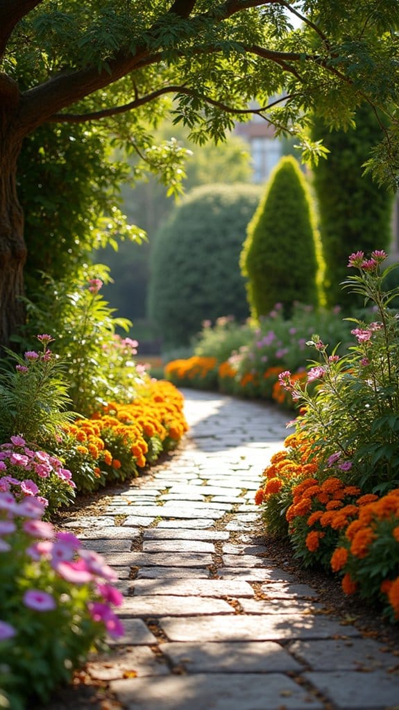 charming pathway with blooms