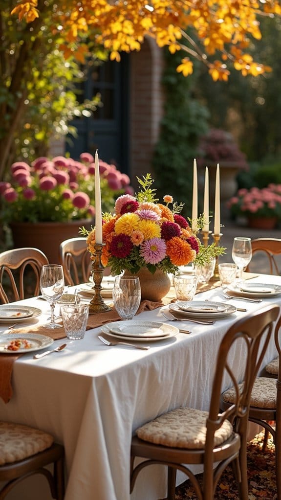 chrysanthemum autumn table setting