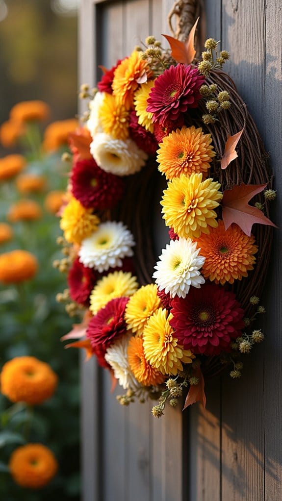 chrysanthemum wreath autumn decor