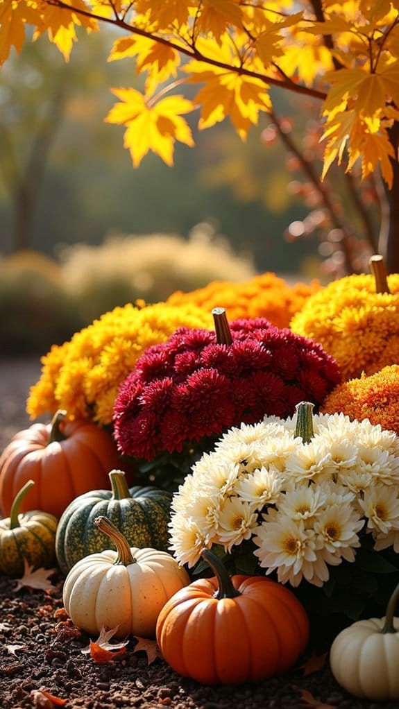chrysanthemums and pumpkins arrangement