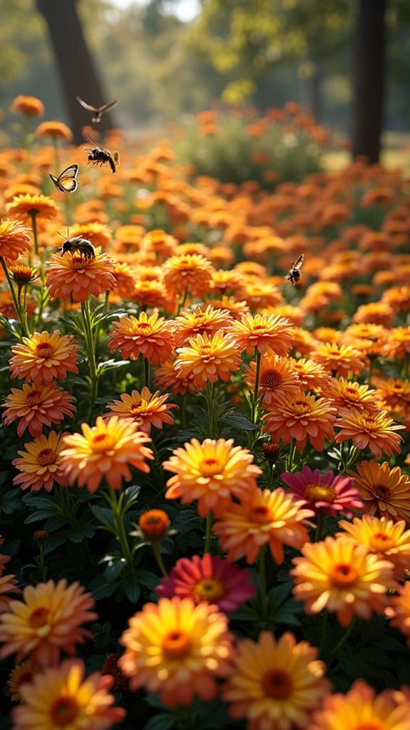 chrysanthemums attract vibrant pollinators