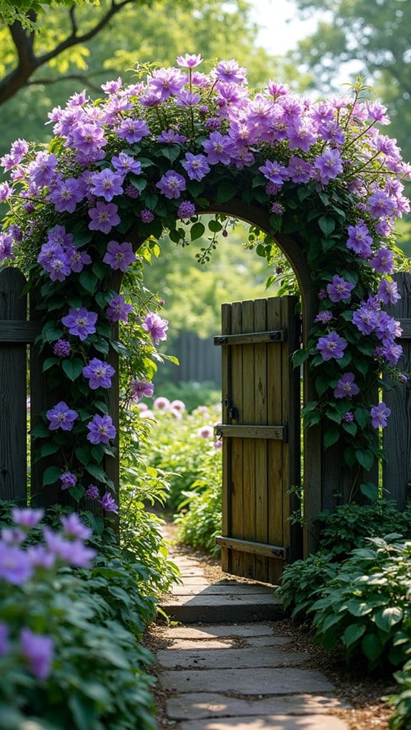 clematis enhances garden gates