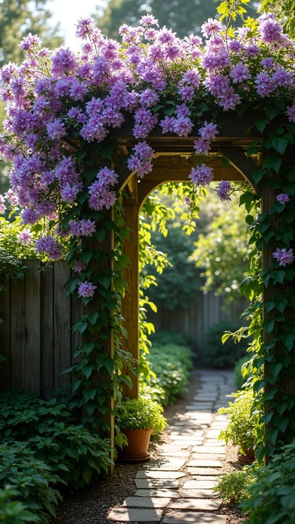 clematis pergolas provide tranquility