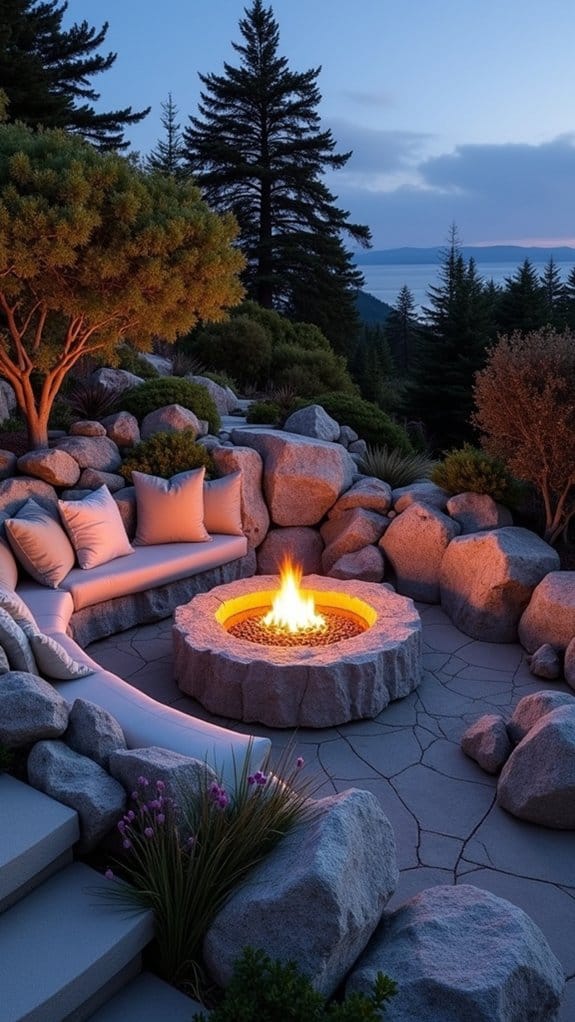 coastal inspired backyard fire pit