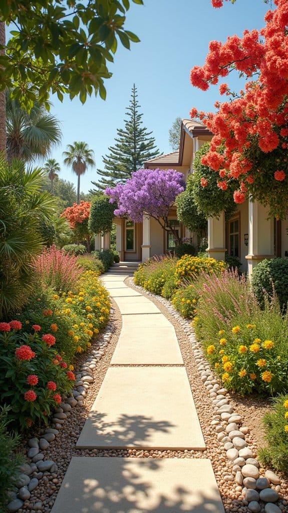 coastal walkway with flowers