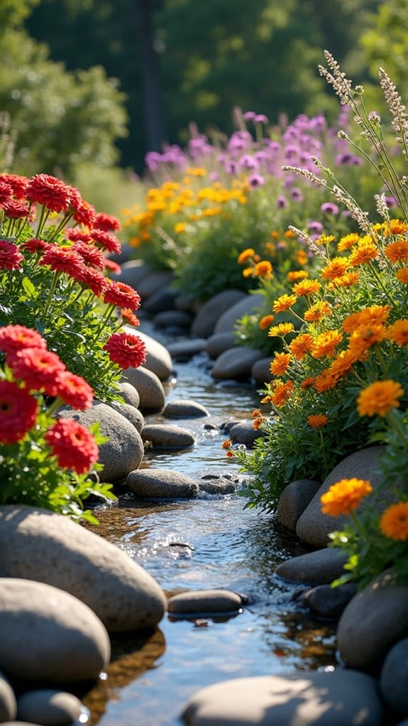colorful blooms among stones