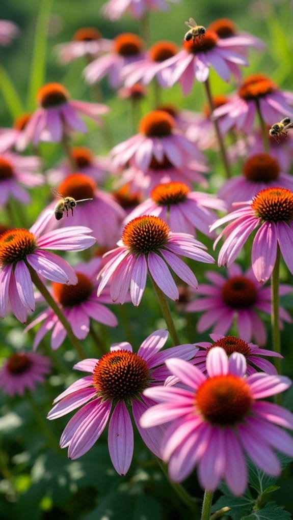 colorful coneflower garden border