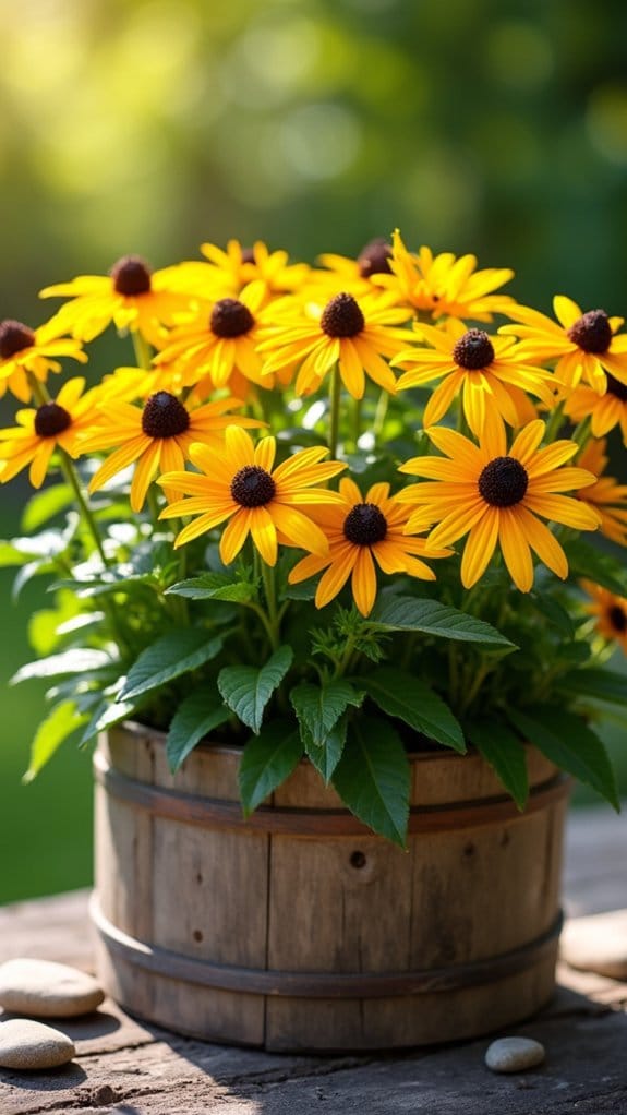 colorful container gardening blooms