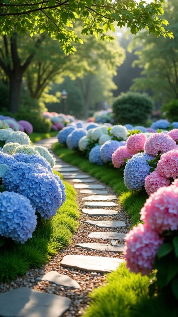 colorful garden pathway blooms