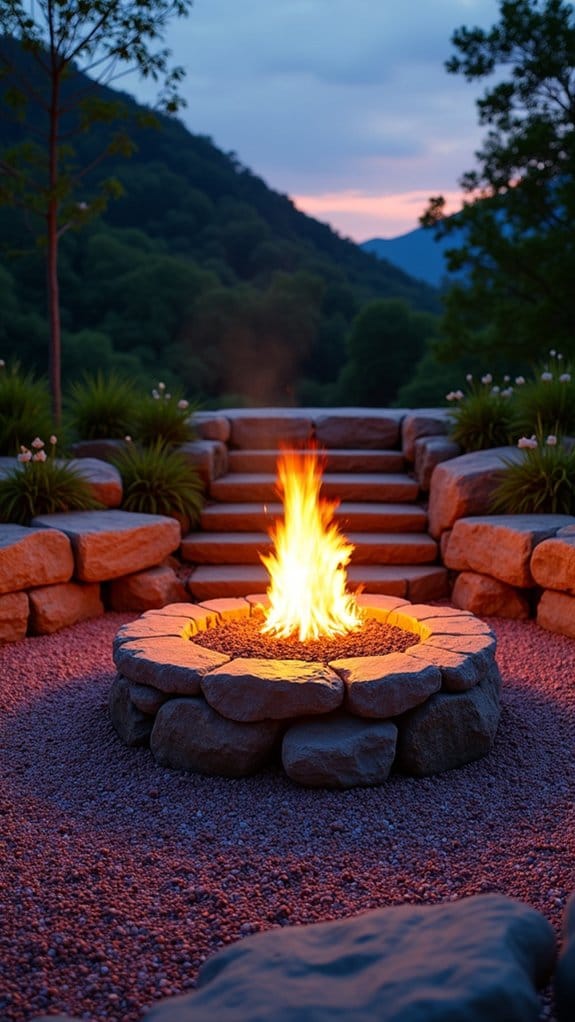colorful gravel fire pit