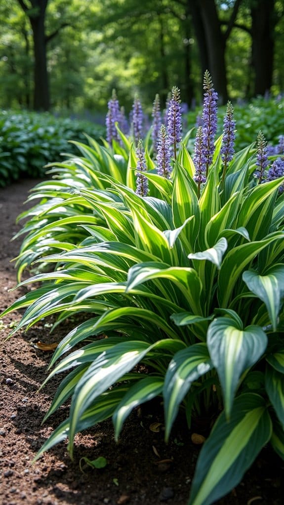 colorful hosta garden display