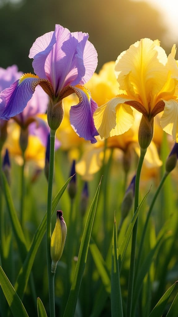 colorful iris garden border
