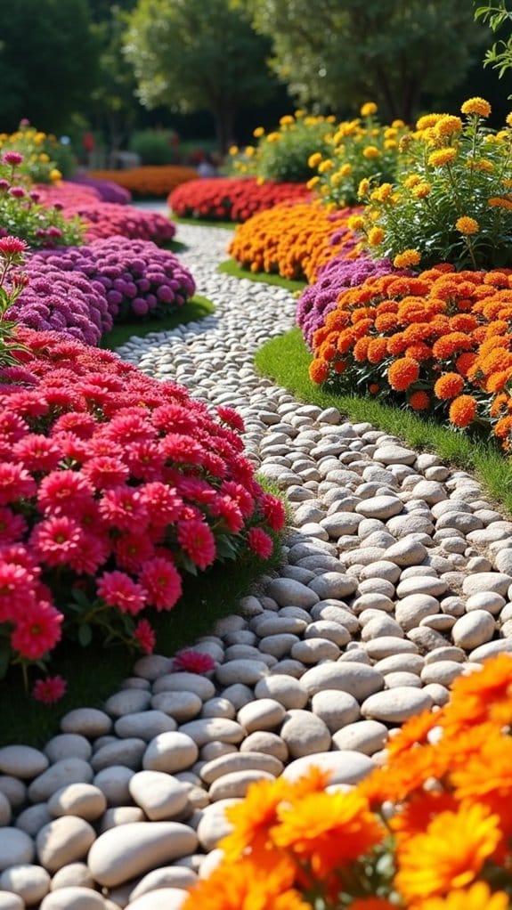 colorful pebble garden paths