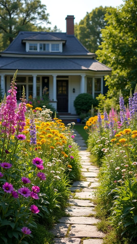 colorful perennial border beauty