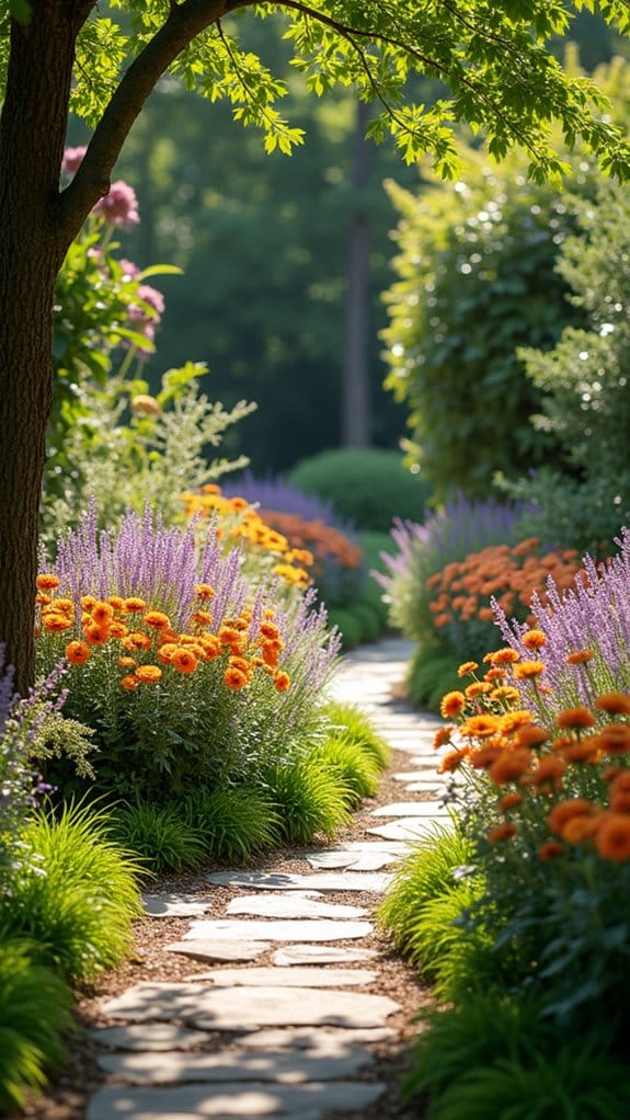 colorful perennial flower borders