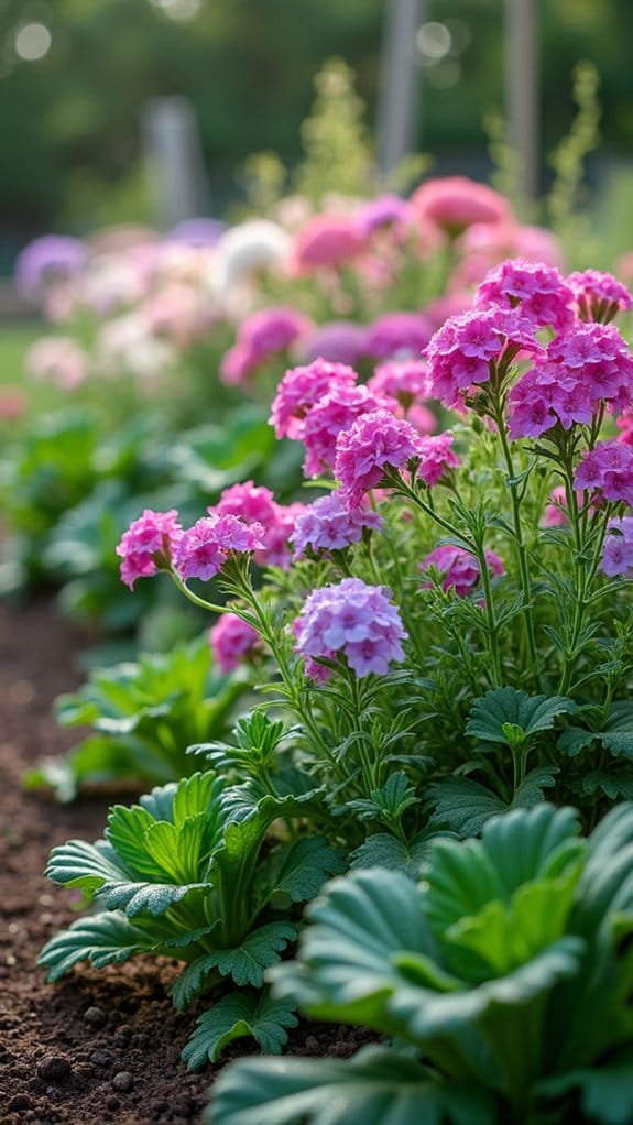 colorful phlox and herbs