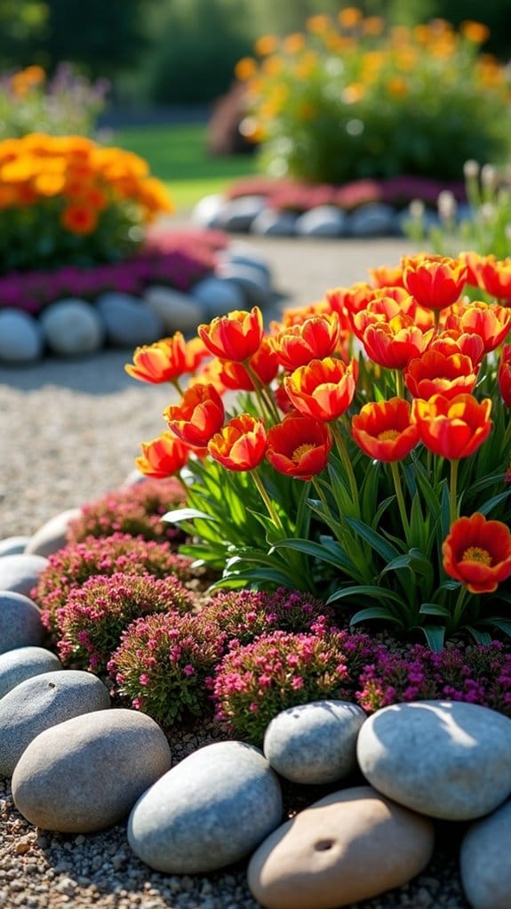 colorful rock garden borders