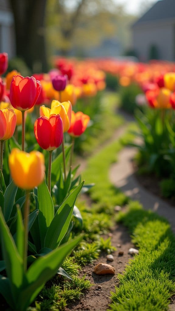 colorful tulip pathway borders