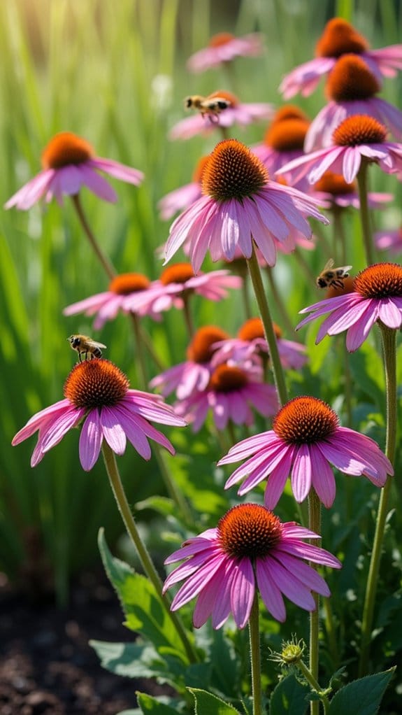 coneflowers and ornamental grasses