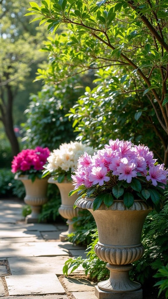 container gardens with rhododendrons