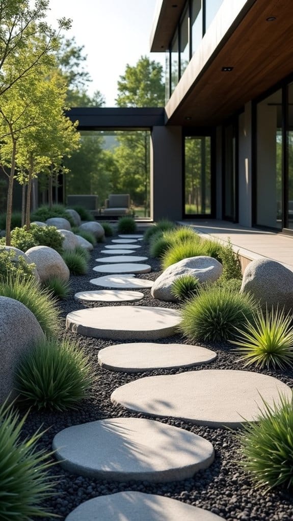 contemporary rock garden borders