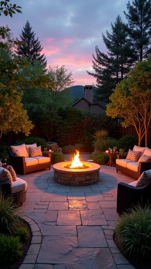cozy circular flagstone patio