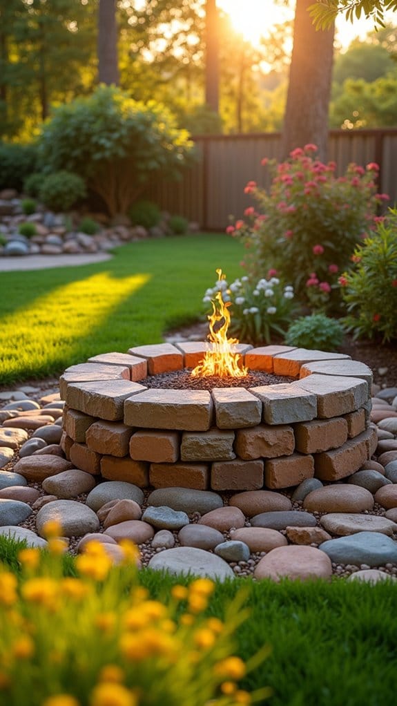 cozy outdoor stone firepit