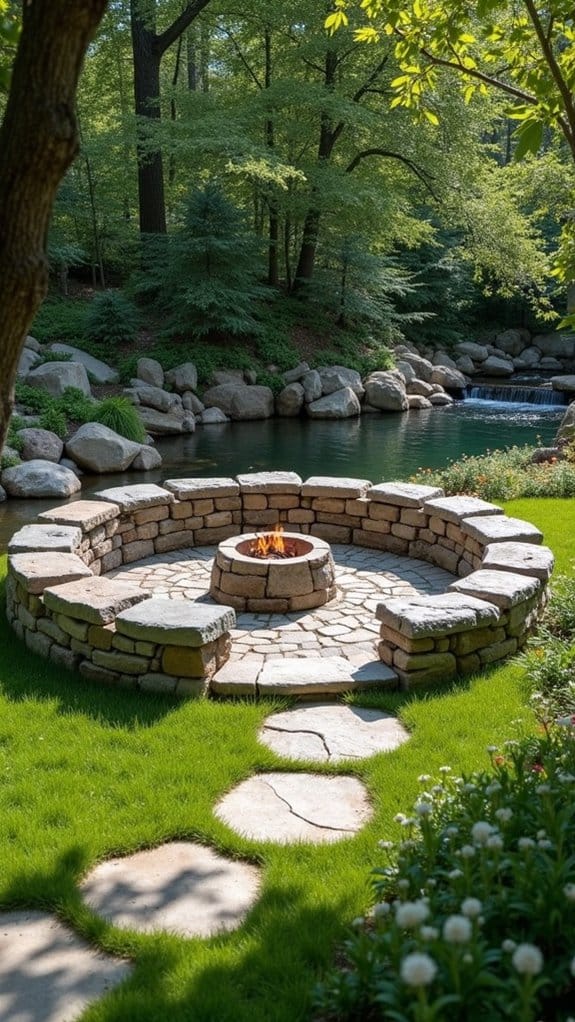 cozy river rock seating